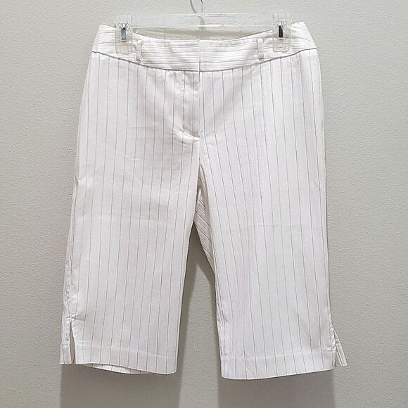 WORTHINGTON CAPRI PANTS, Sz 4, White with Black Strips - Picture 1 of 13